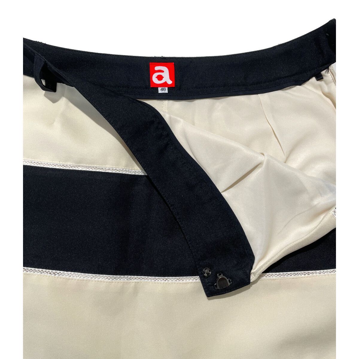 archivio - coco 中古 アルチビオ archivio レディース スカート 40(L) 黒×クリーム色 ボーダー 一体型インナーパンツ付き 中古 レディース アルチビオ archivio スカート 40(L) 黒