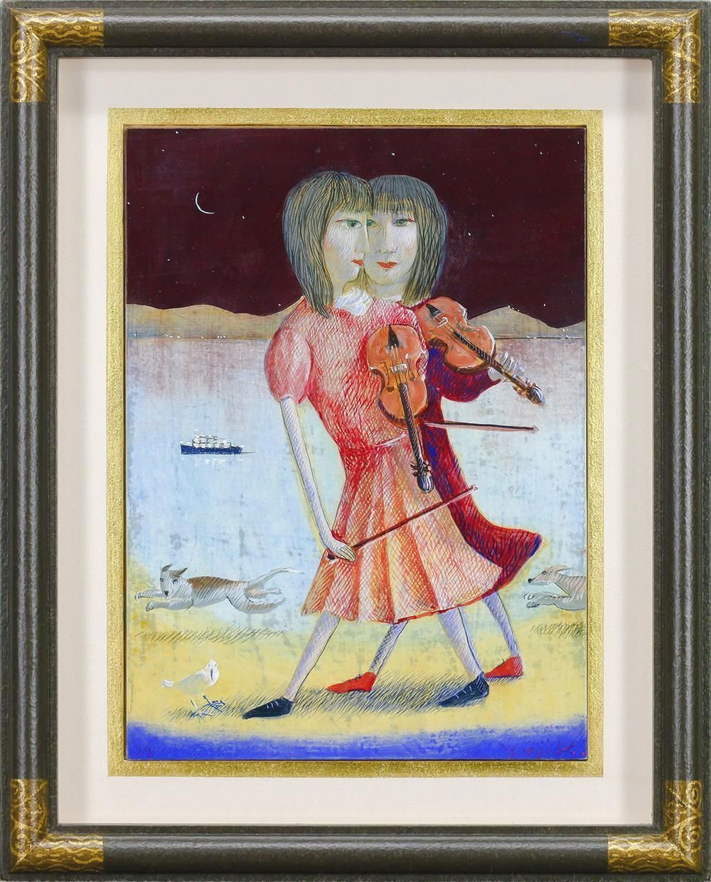 真作 WISH 小林裕児 夜想曲 ボードにテンペラ 油彩 4号 高島屋取扱 幻想的な少女名画 〇春陽会会員 第39回安井賞 25092739