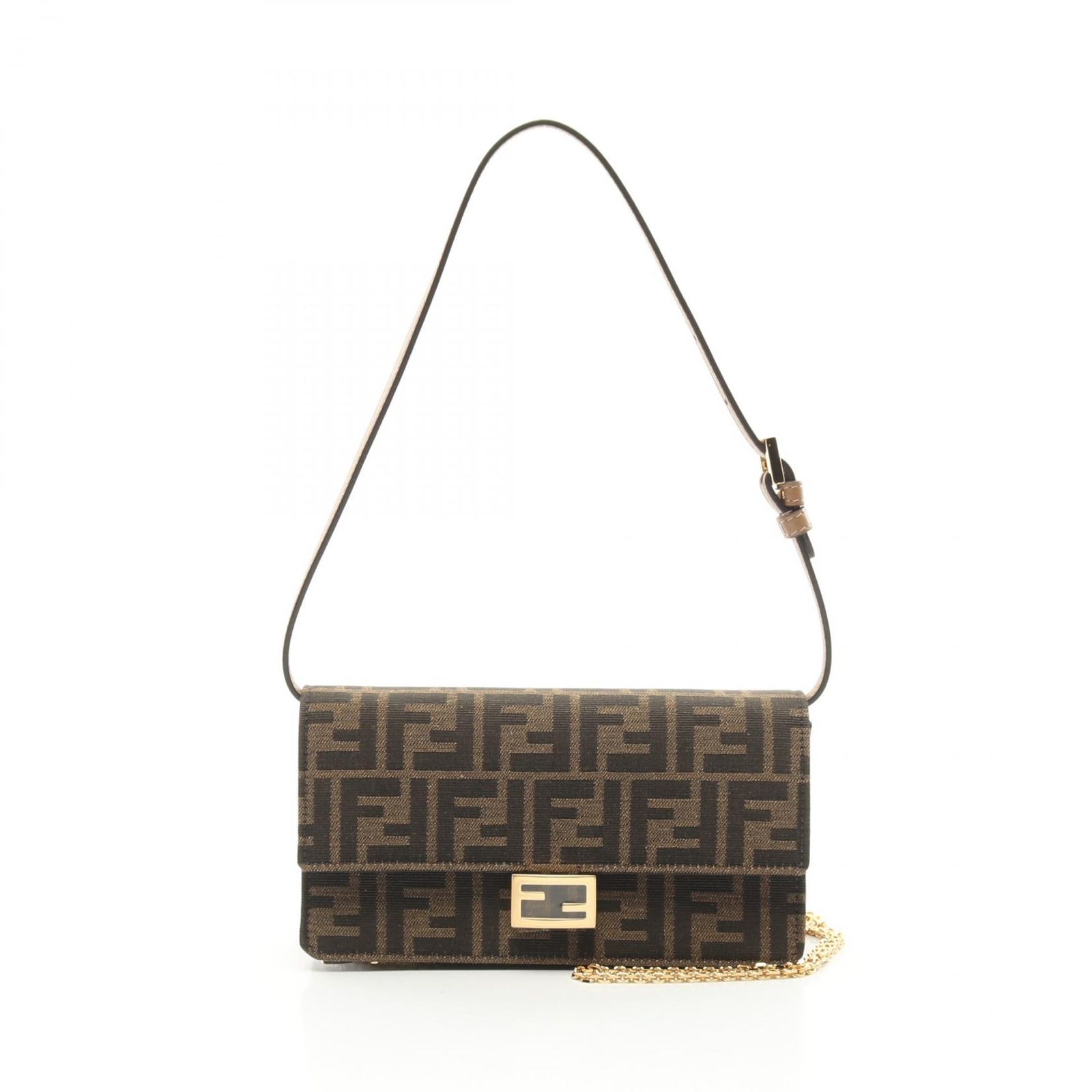 フェンディ FENDI ショルダーバッグ バゲット ズッカ 8M0498A98PF0A6E ブラウン キャンバス レザー ショルダーバッグ レディース