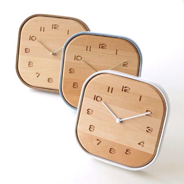 置き時計 置時計 壁掛け 卓上 おしゃれ 木製 陶器 天然木 無垢 小さい アナログ シンプル 陶器とウッドのクロック 3カラー 