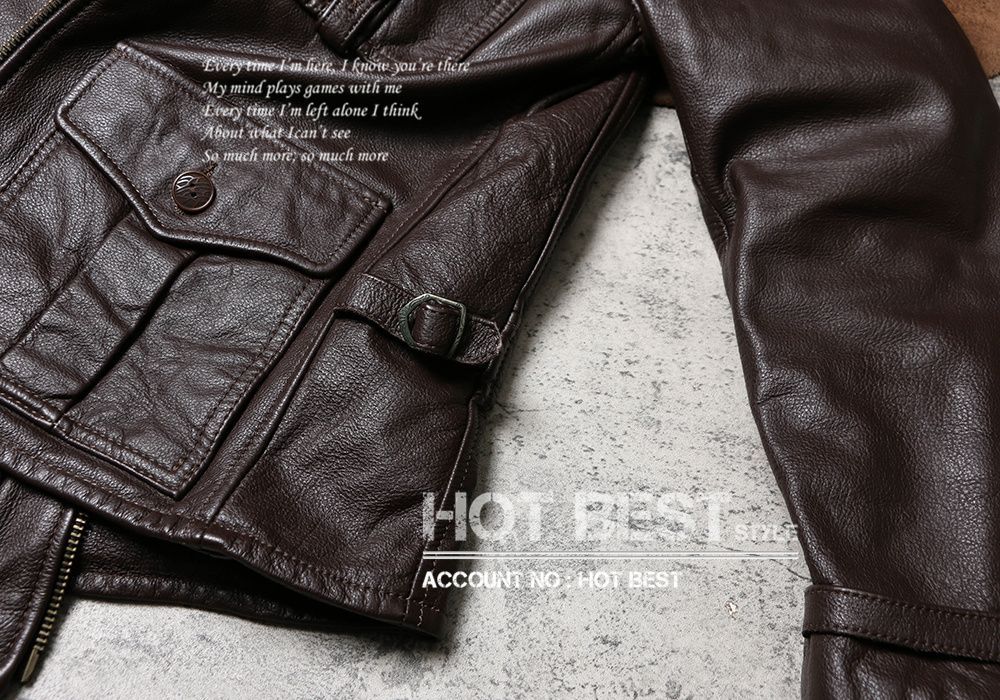 1.1mm カウハイド 復刻50'スタイル タイト メンズ 革ジャン サファリ