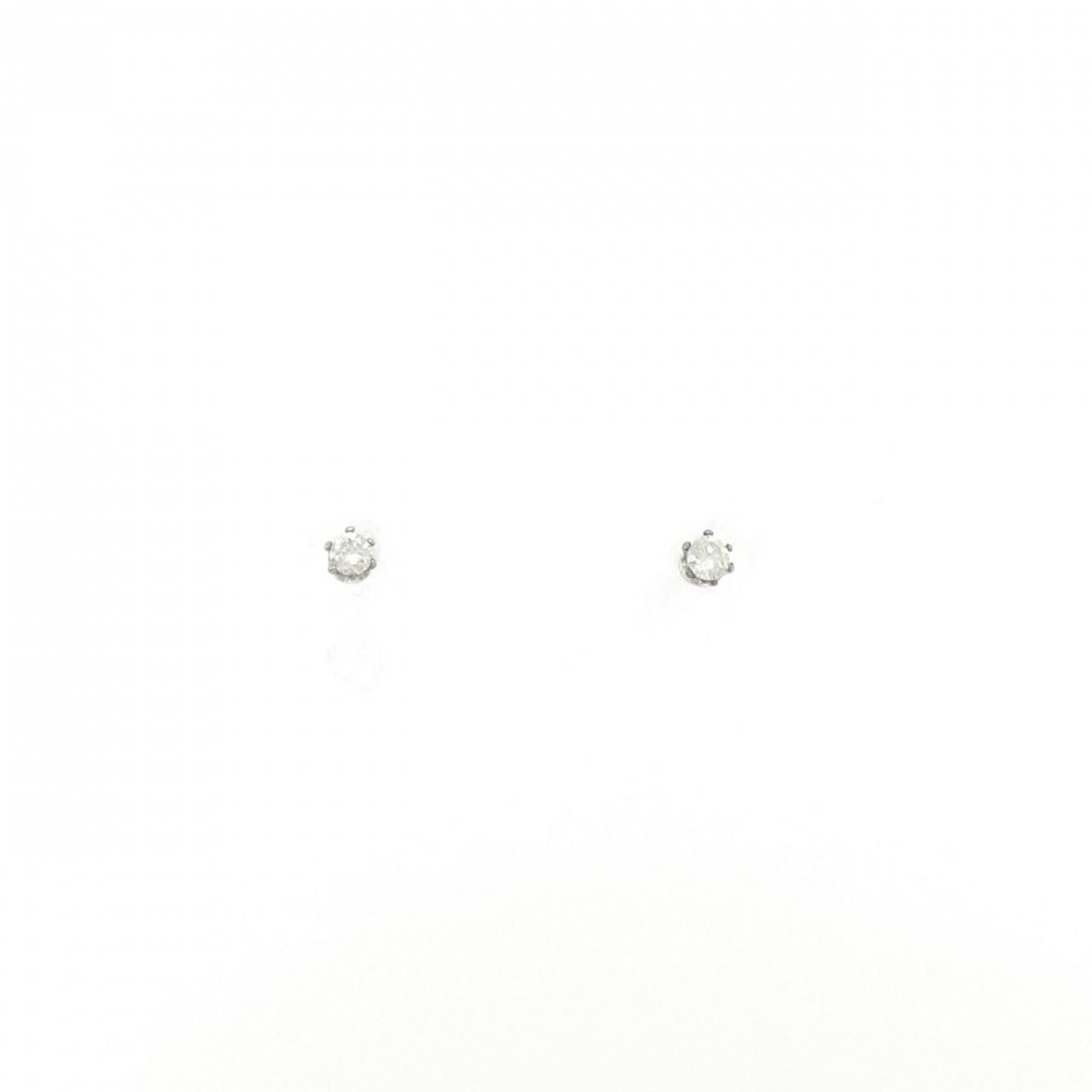 K14WG ソリティア ダイヤモンド ピアス 0.04CT