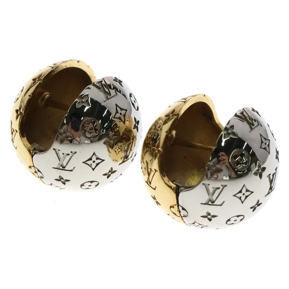 LOUIS VUITTON ルイヴィトン ブックルドレイユ ナノグラム プラネットLV ピアス ゴールド×シルバー M80265