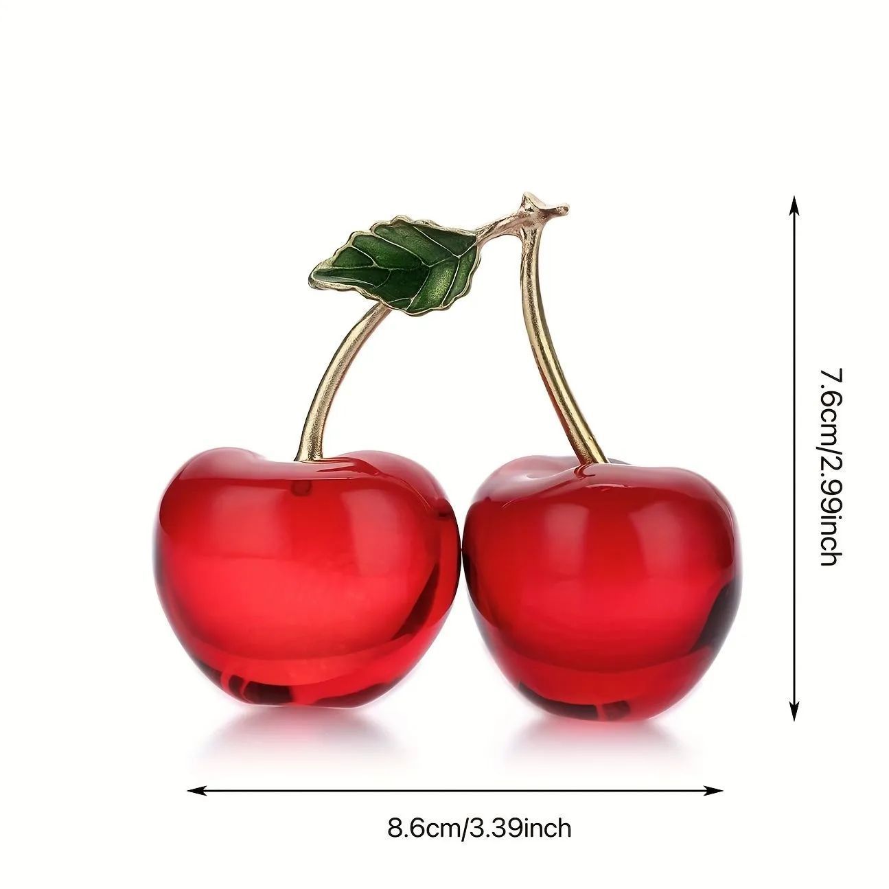 さくらんぼ 置物 オブジェ 装飾 クリスタル ガラス アクセント