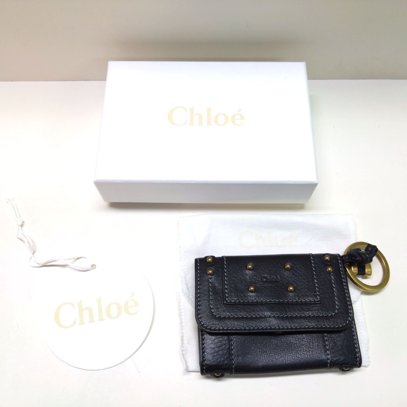 216 クロエ Chloe キーケース 6連 南京錠 レザー 黒 ブラック 