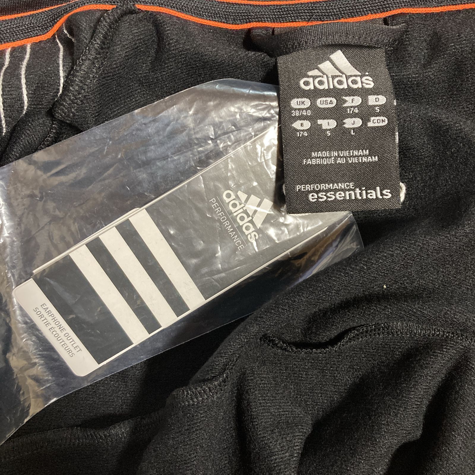 adidas アディダス L 黒 ブラック/白ライン トレーニングウェア