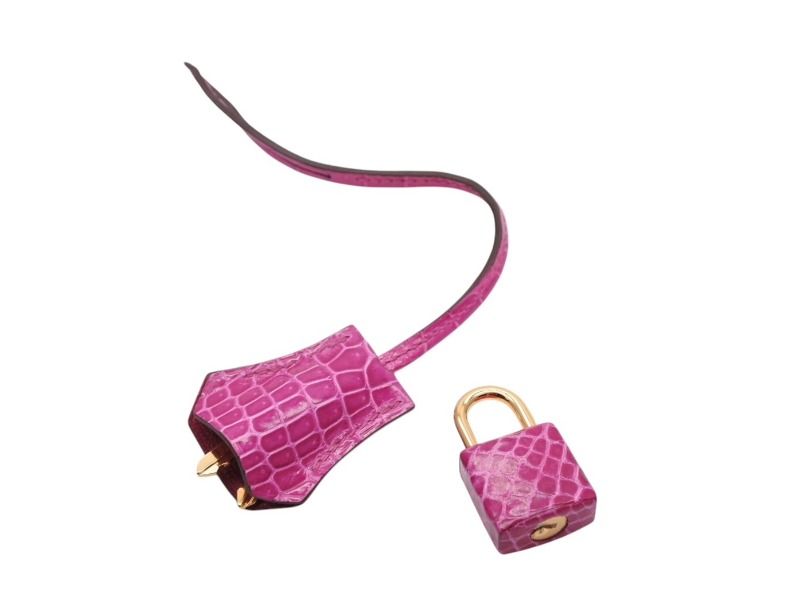 HERMES エルメス クロシェット カデナ キー セット フューシャ ポロサス ゴールド金具 4b007288