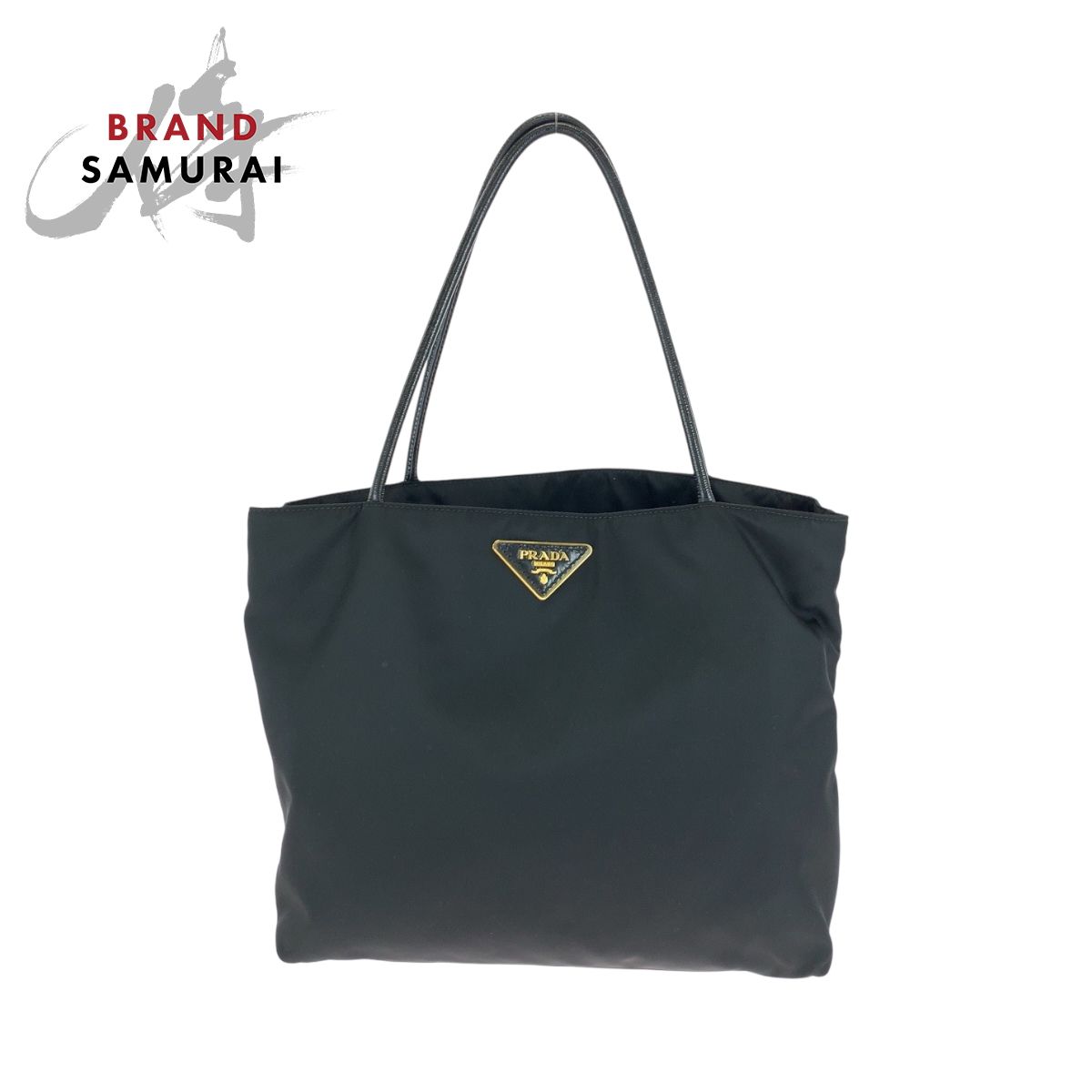 美品 PRADA プラダ テスート 三角ロゴプレート ブラック 黒