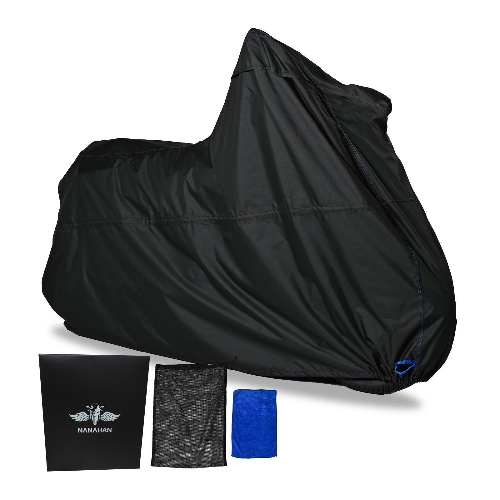 NANAHAN ナナハン バイクカバー 300D厚手 ストームガードベルト 搭載 防水 撥水 防風 盗難防止穴対応 50cc 125cc 250cc 400cc 大型 LL ブラック