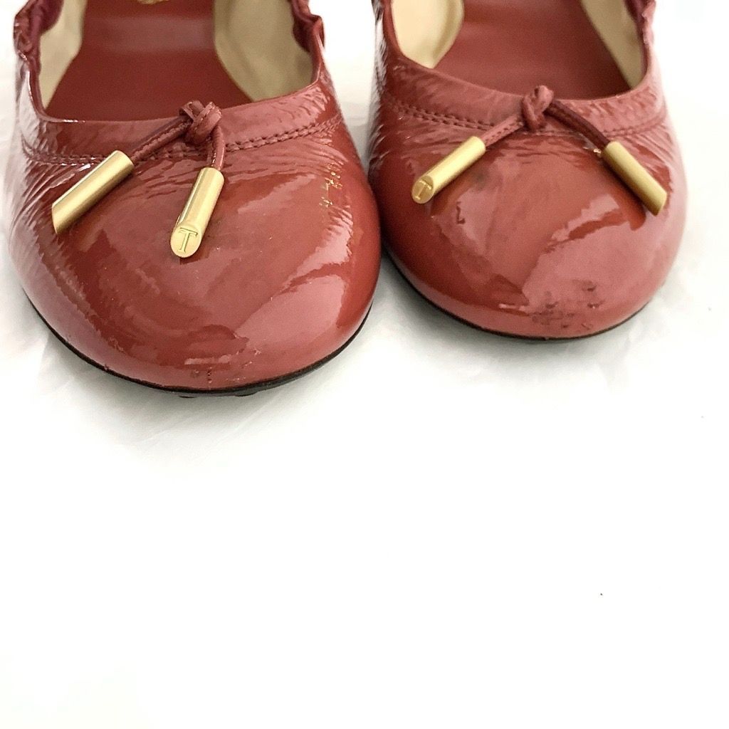 TOD'S トッズ エナメル バレエ シューズ パンプス レッド 37