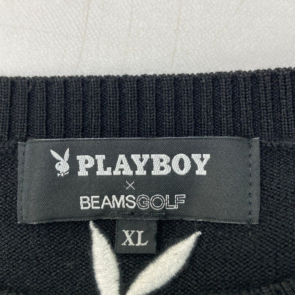 サイズ：XL BEAMS GOLF ビームスゴルフ PLAYBOY ニット セーター  ブラック系 [240101369021] ゴルフウェア メンズ ストスト サイズ：XL BEAMS GOLF ビームスゴルフ PLAYBOY ニット セーター
