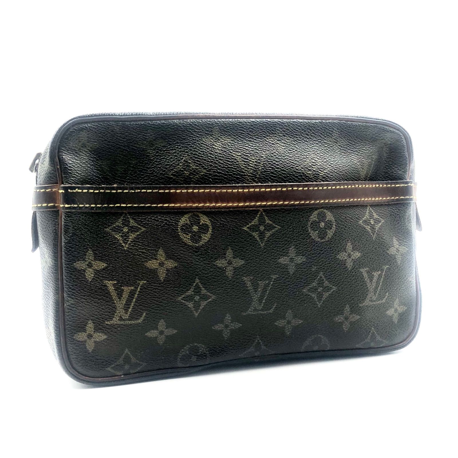 LOUIS VUITTON ルイヴィトン モノグラム コンピエーニュ23 クラッチバッグ セカンドバッグ PVC×レザー ブラウン ゴールド金具 フランス製 刻印あり 1996年製