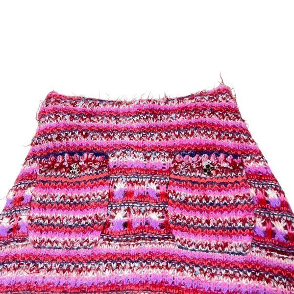 ○◇ シャネル CHANEL スカート 赤 ピンク 白 パープル アルパカ