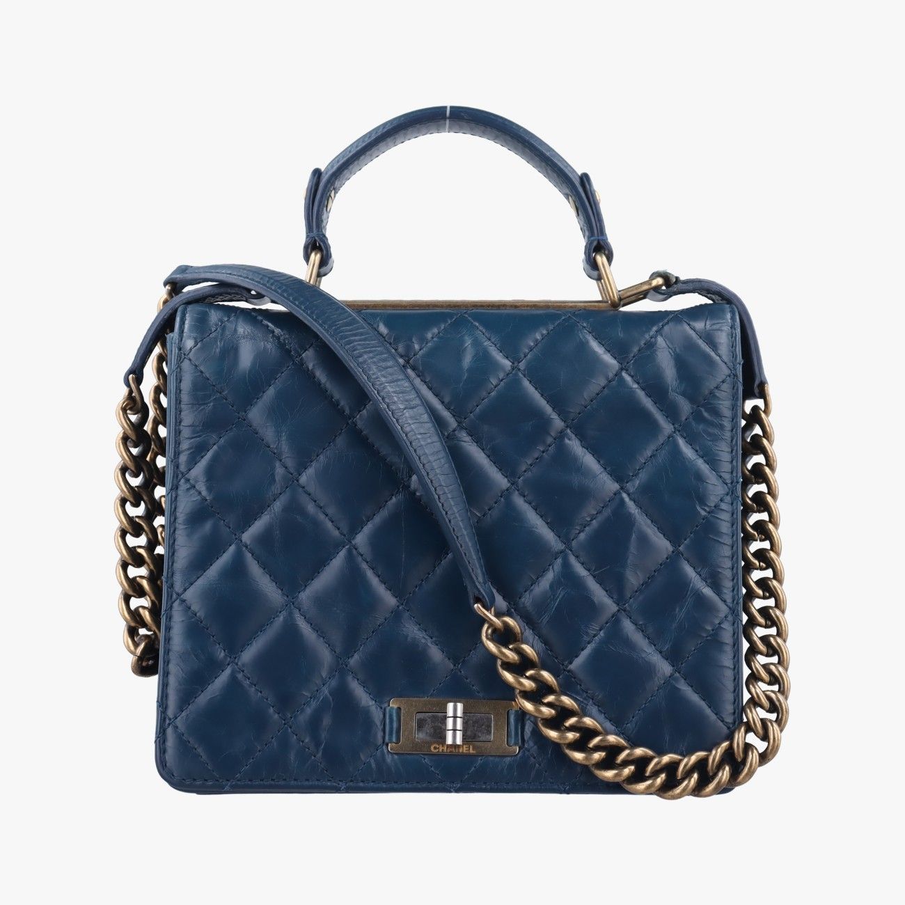 シャネルChanel2.55マトラッセネイビーラムスキンA6681615756594