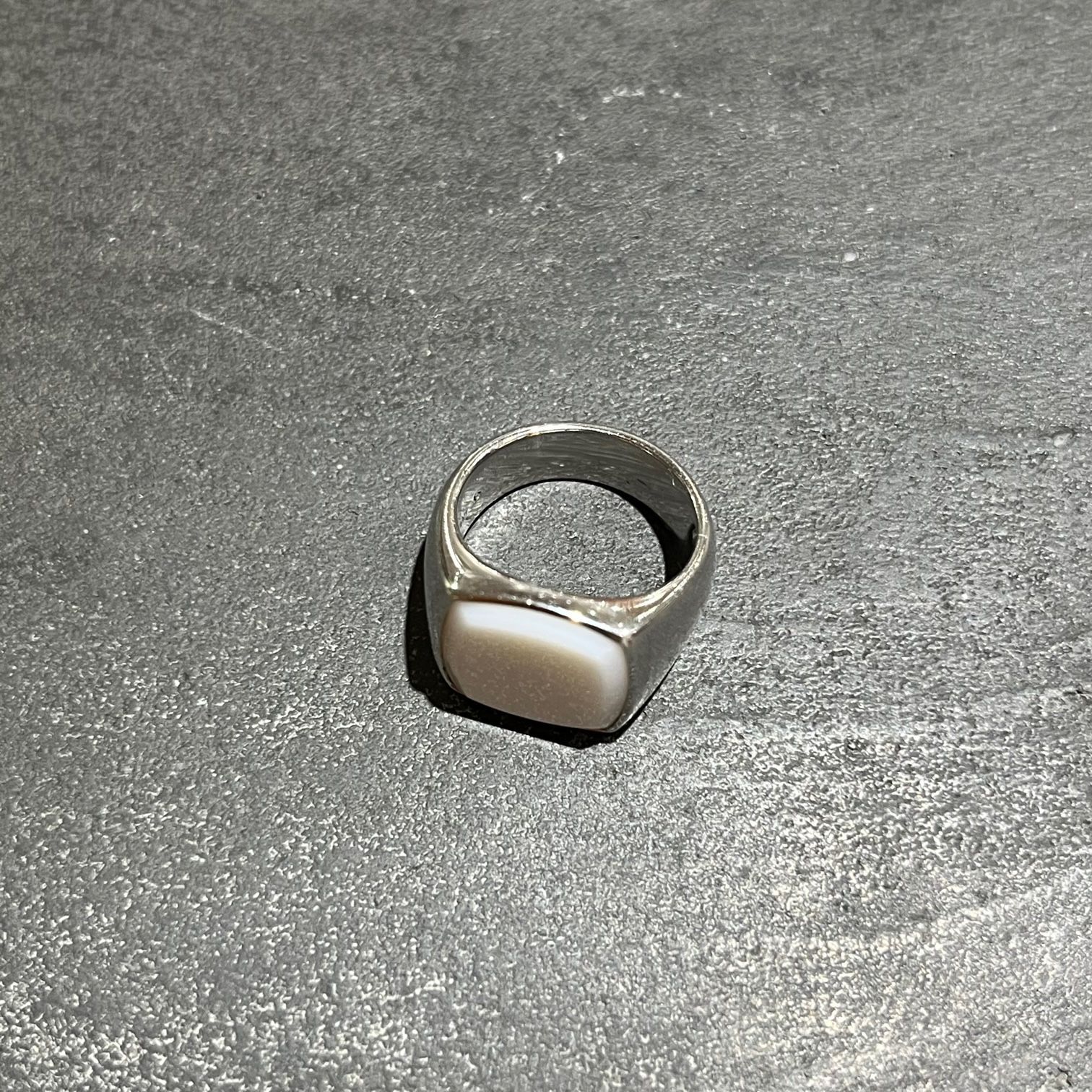 定価57200円 TOM WOOD Cushion White Agate Ring クッションホワイト 
