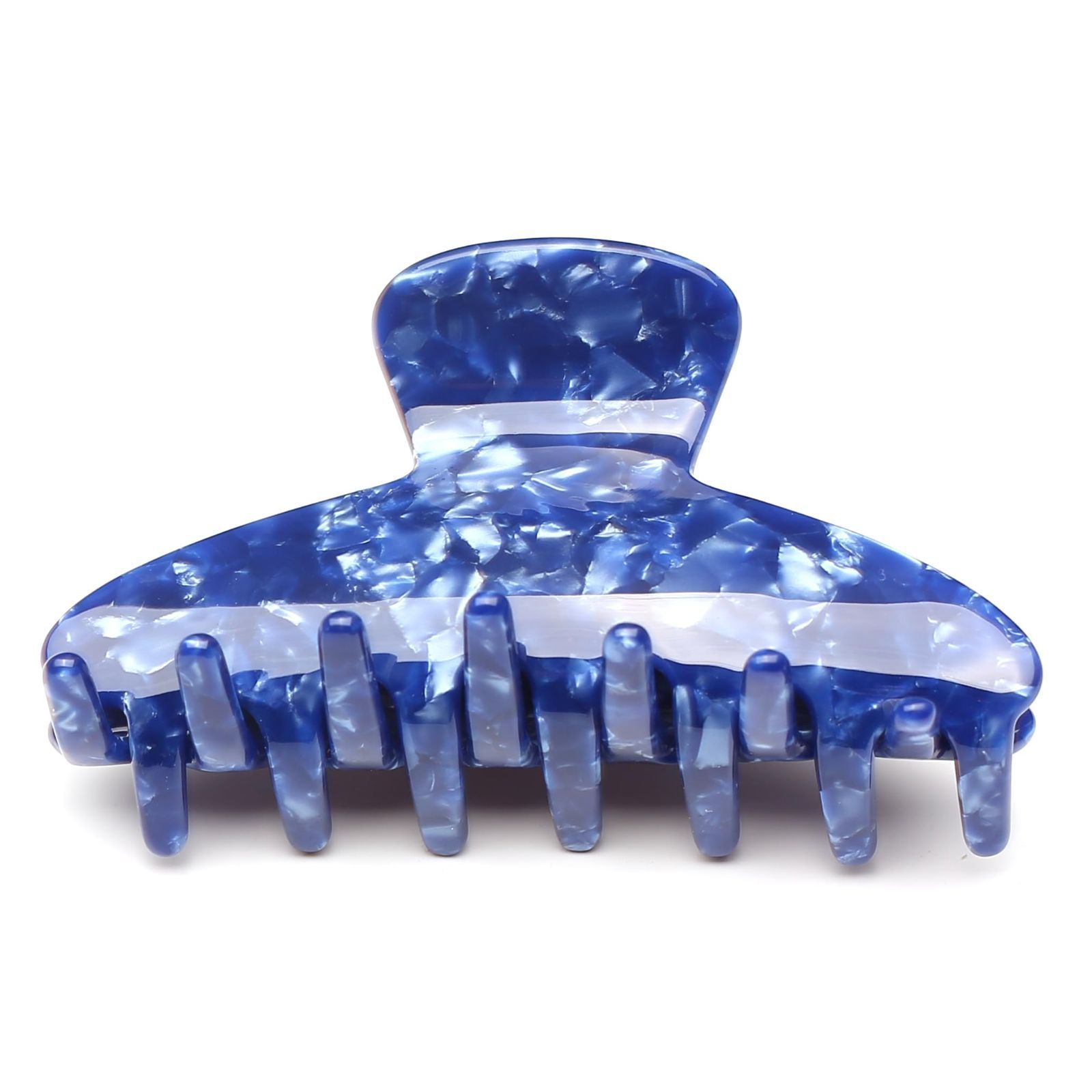 ヘア 大人 しっかりとまる バンスクリップ 韓国 クリップ レディース 髪留め 青 1本 8.5 cm 4.8 cmGem ヘアクリップ 中くらい Blue QinGoo