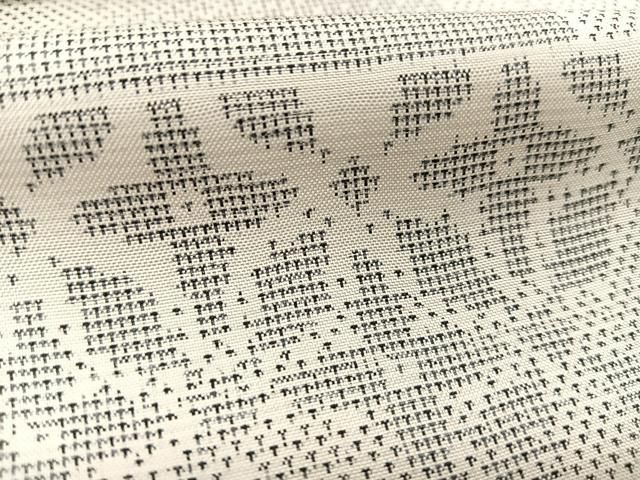 平和屋着物▽本場大島紬 単衣 白大島 9マルキ 色紙重ね花文 正絹 逸品