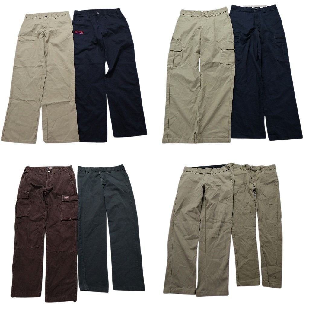 古着卸 まとめ売り ディッキーズ パンツ 8枚セット (メンズ W32 ) ブラック ベージュ  ワーク系 コットンパンツ カーゴパンツ MX2000