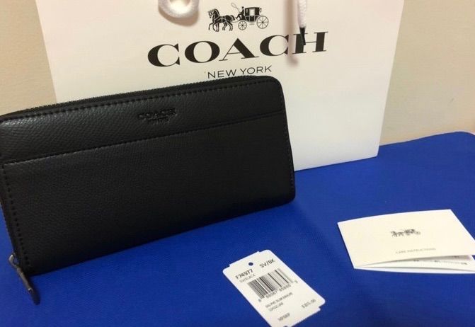 COACH クロスグレーン アコーディオンジップアラウンド 黒 F74977 - メルカリ