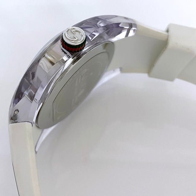 グッチ 腕時計 シンク クリア シルバー ホワイト シェリー