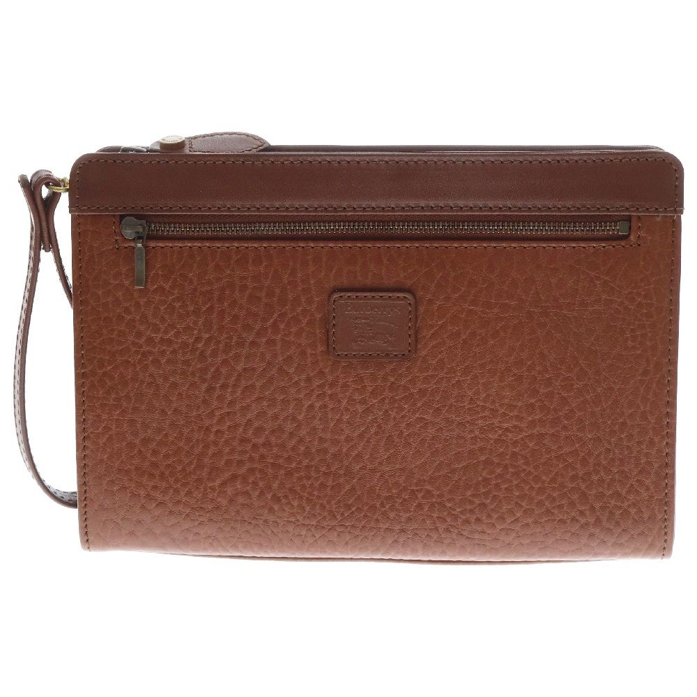 BURBERRY (バーバリー) ホース ロゴ レザー クラッチバッグ 1053 ブラウン