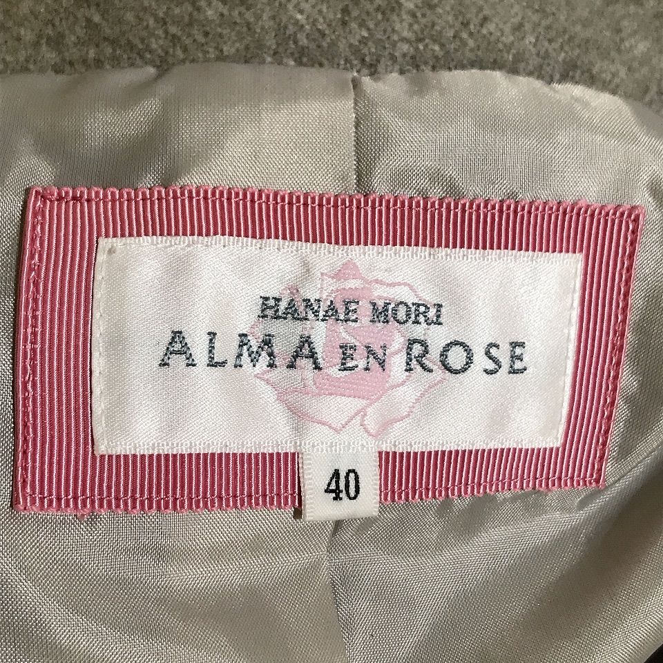 HANAE MORI ALMA en ROSE ハナエモリアルマアンローズ ウールコート 水玉柄 レディース グレー 40サイズ - メルカリ