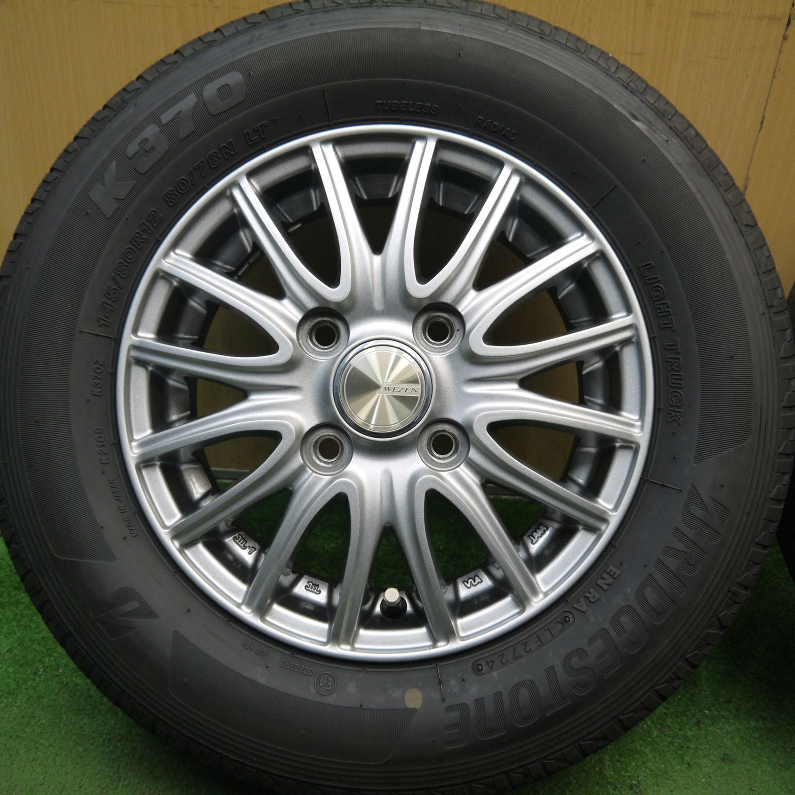 キレイ 24年 145 80R12 80 78N ブリヂストン K370 WEZEN 社外 アルミ 12インチ PCD100 4H 5090104Hノ