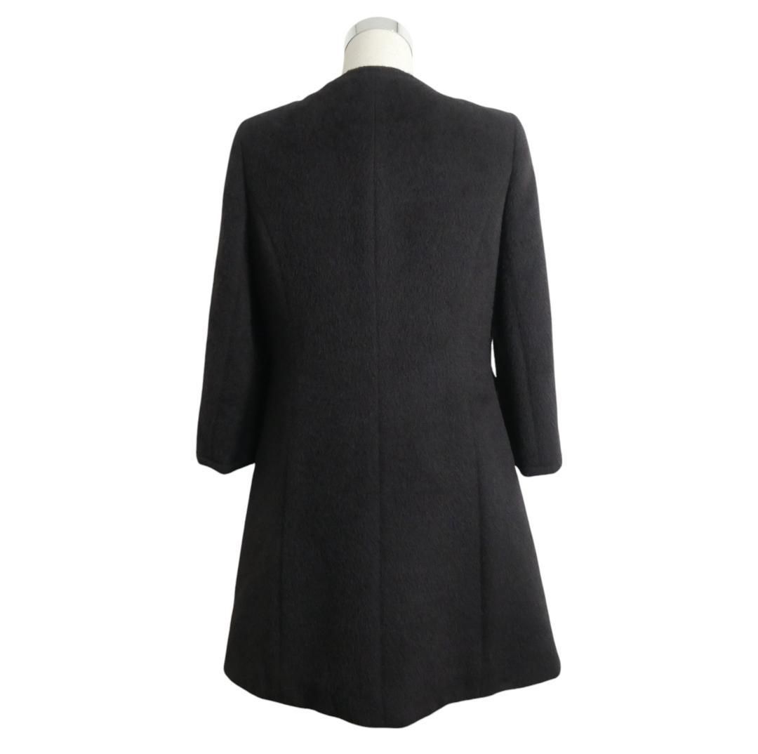 美品 Rene ルネ サイズ36 裏地チェック柄 コサージュ 七分袖 ロング