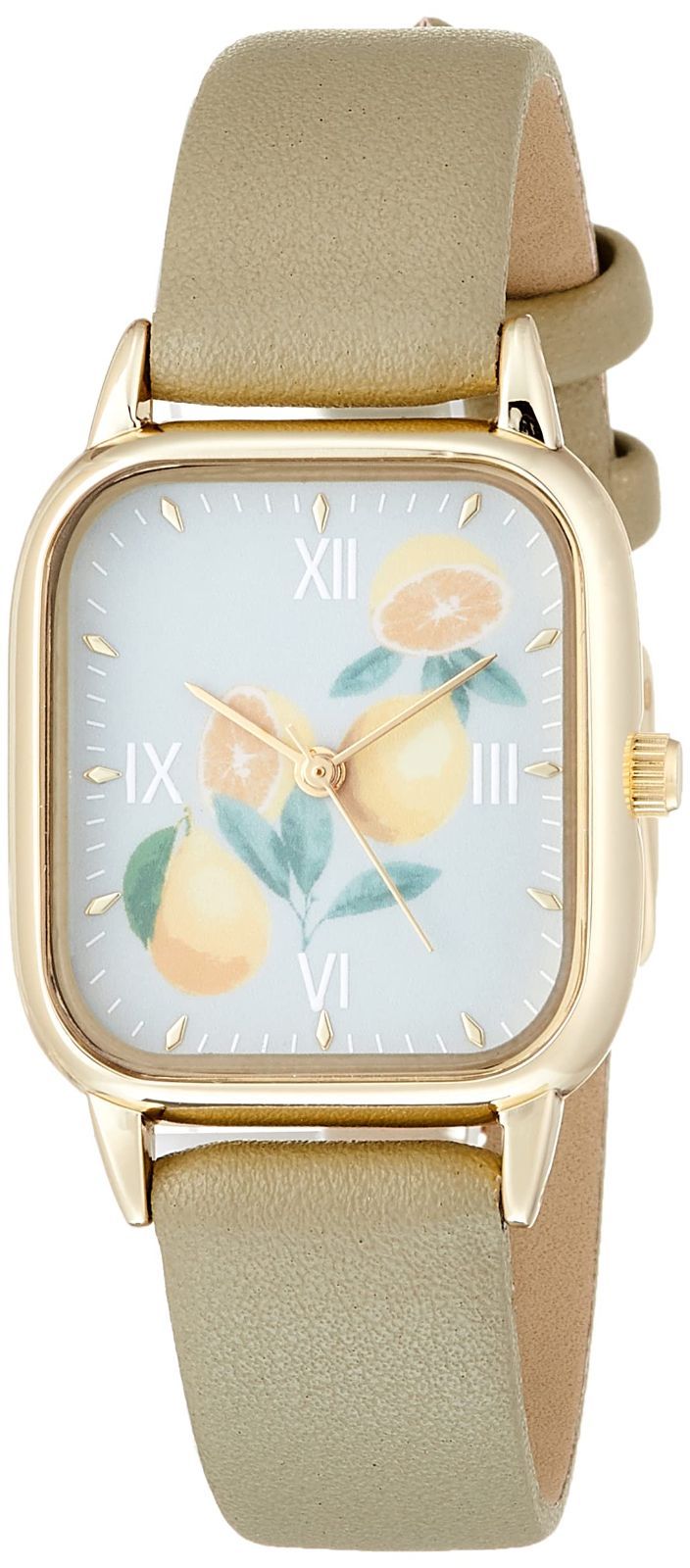 [フィールドワーク] 腕時計 アナログ ビルト 花柄 ゴールド 革ベルト ASS159-4 レディース カーキ