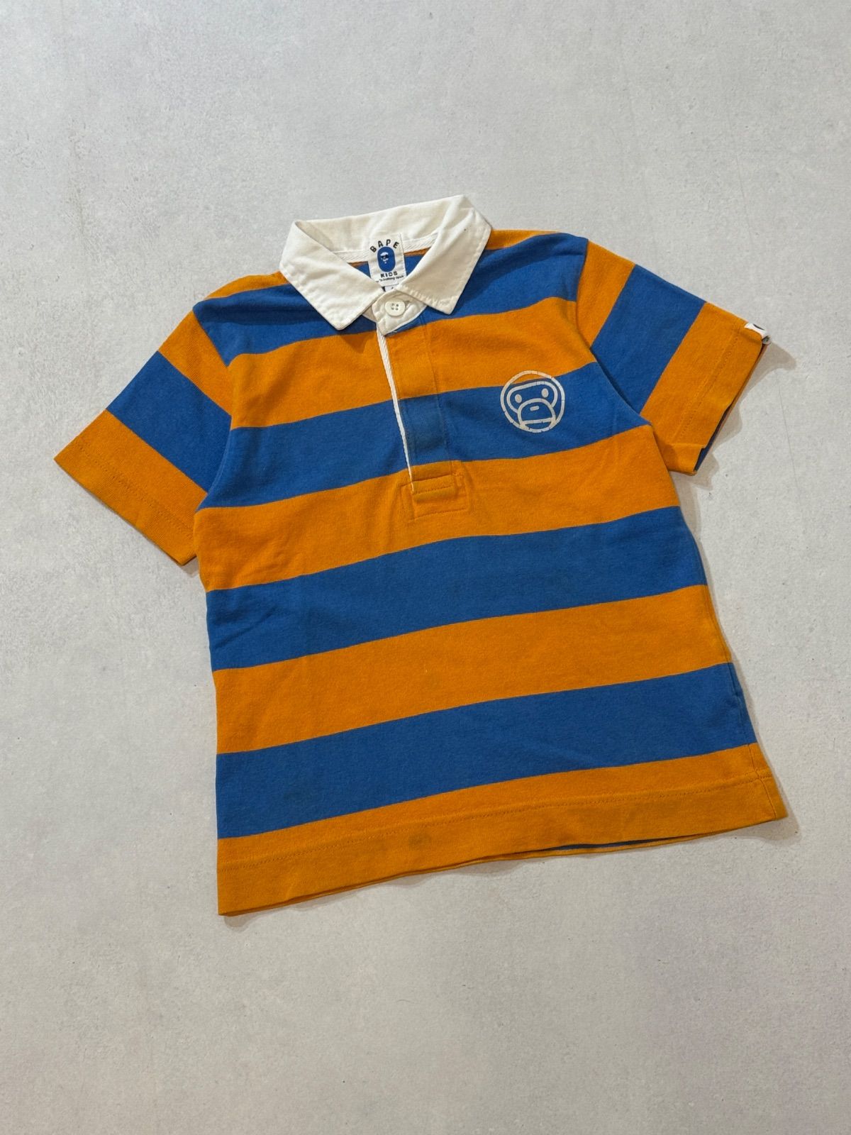 110cm】A BATHING APE Stripe Rugger S/S Shirt / アベイシングエイプ