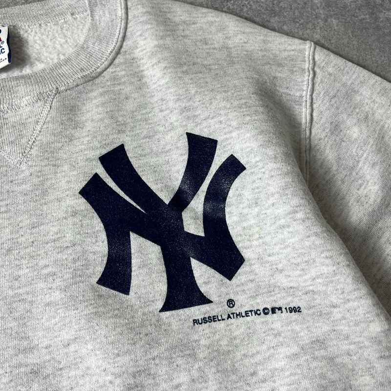 90s MLB USA製 スウェット YANKEES  霜降りグレー　ヤンキース身幅約57cm