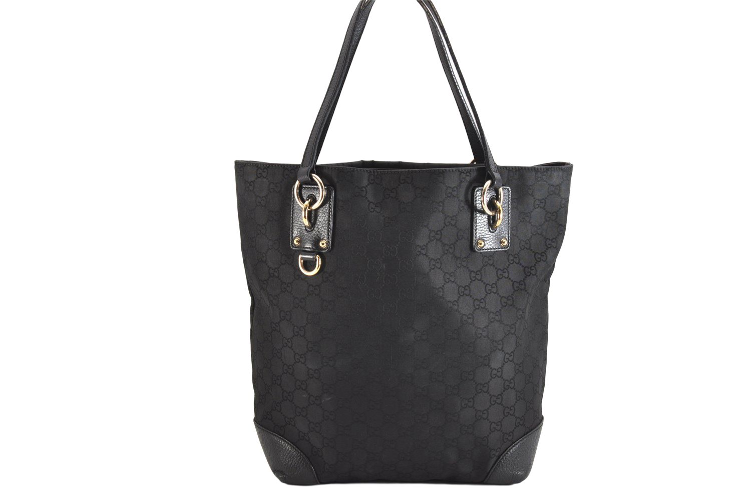 GUCCI グッチ ヴィンテージ ショルダートートバッグ GGナイロン レザー 353706 ブラック 5625M