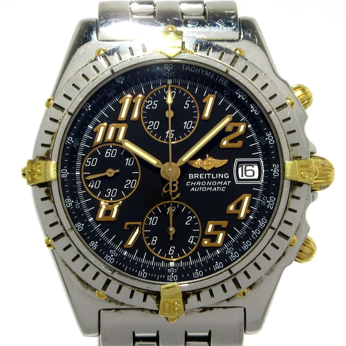 BREITLING ブライトリング 腕時計 クロノマット ビコロ B13050.1 メンズ SS×YG|クロノグラフ 黒