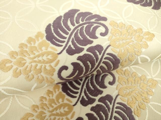 着物ふぁんた■俵屋　人間国宝　喜多川平朗　有職織物　唐織　鶏頭花菱　逸品　最高級名古屋帯 y4517 平和屋着物○俵屋 人間国宝 喜多川平朗 有職織物 九寸開き名古屋