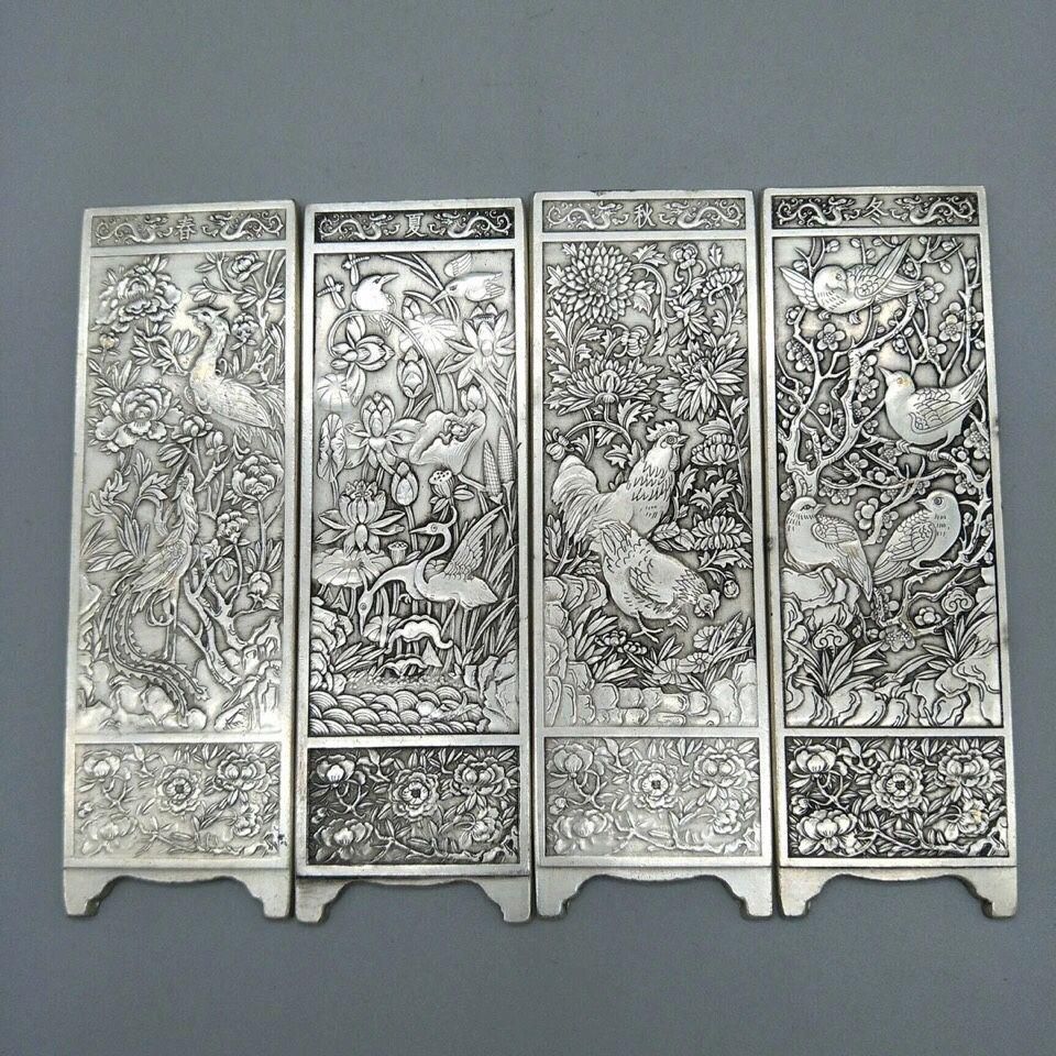 4枚屏風 春夏秋冬 希少 美品 コレクション 装飾品 工芸品美術品 置物 4枚屏風 春夏秋冬 希少 美品 コレクション 装飾品 工芸品美術品