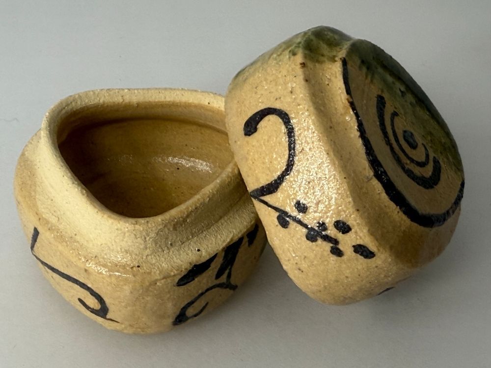 茶道具 織部 茶道具 織部焼 市川竹川造 織部茶入 仕覆付 共箱 V