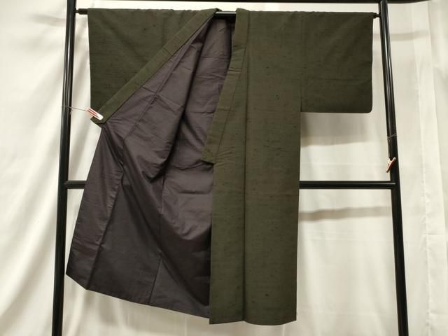 平和屋着物○男性 紬 アンサンブル 媚茶色 正絹 逸品 DAAV1313tw