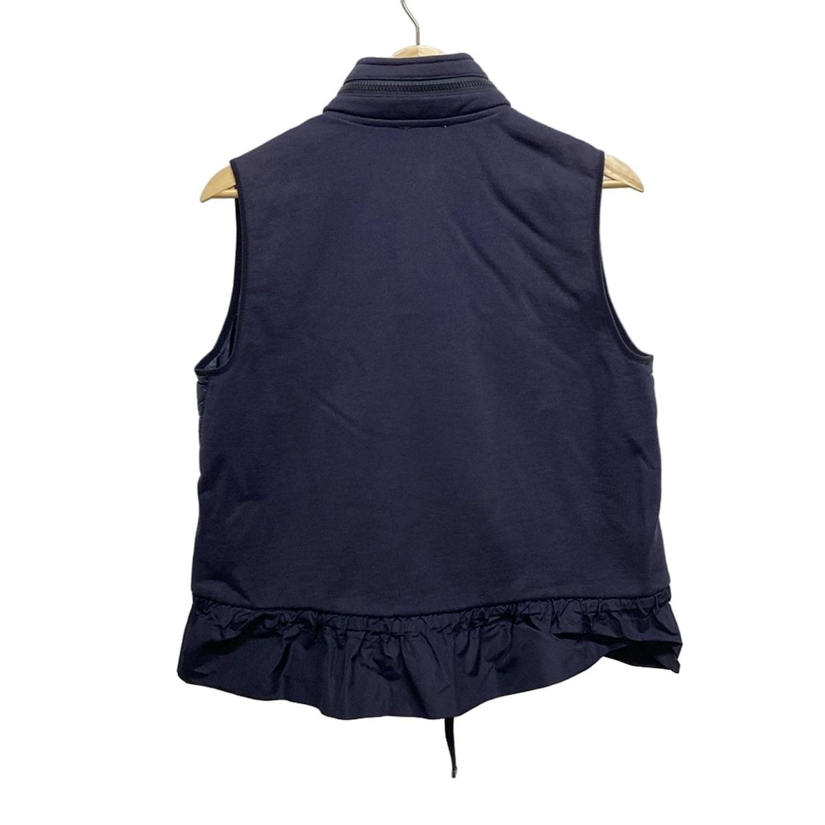 MONCLER モンクレール ダウンベスト サイズM レディース MAGLIA GILET マグリアジレ ダークネイビー ジップアップ フリル 冬