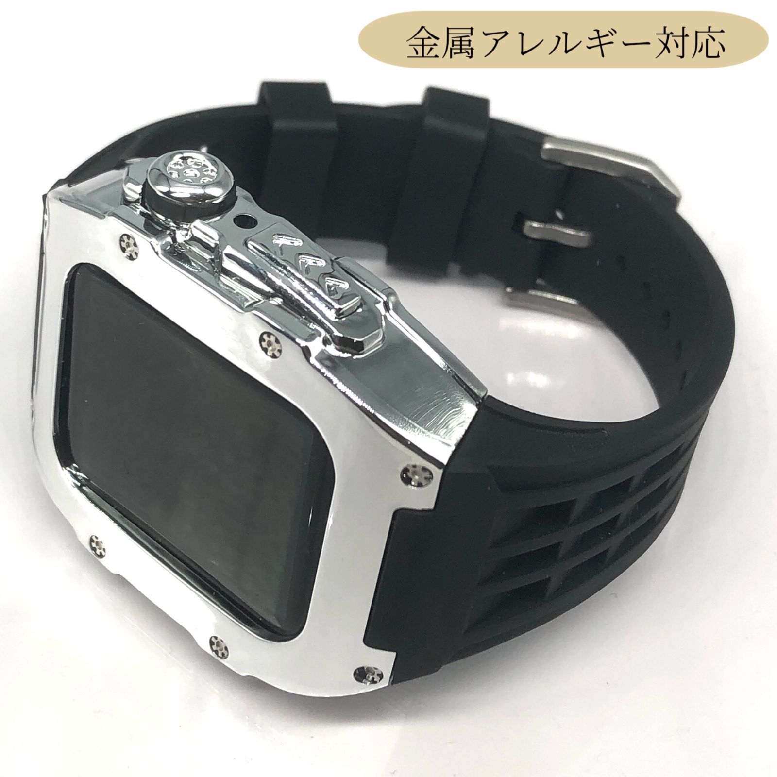 GimelZayin ブラック☆アップルウォッチ ラバーベルト カバー 