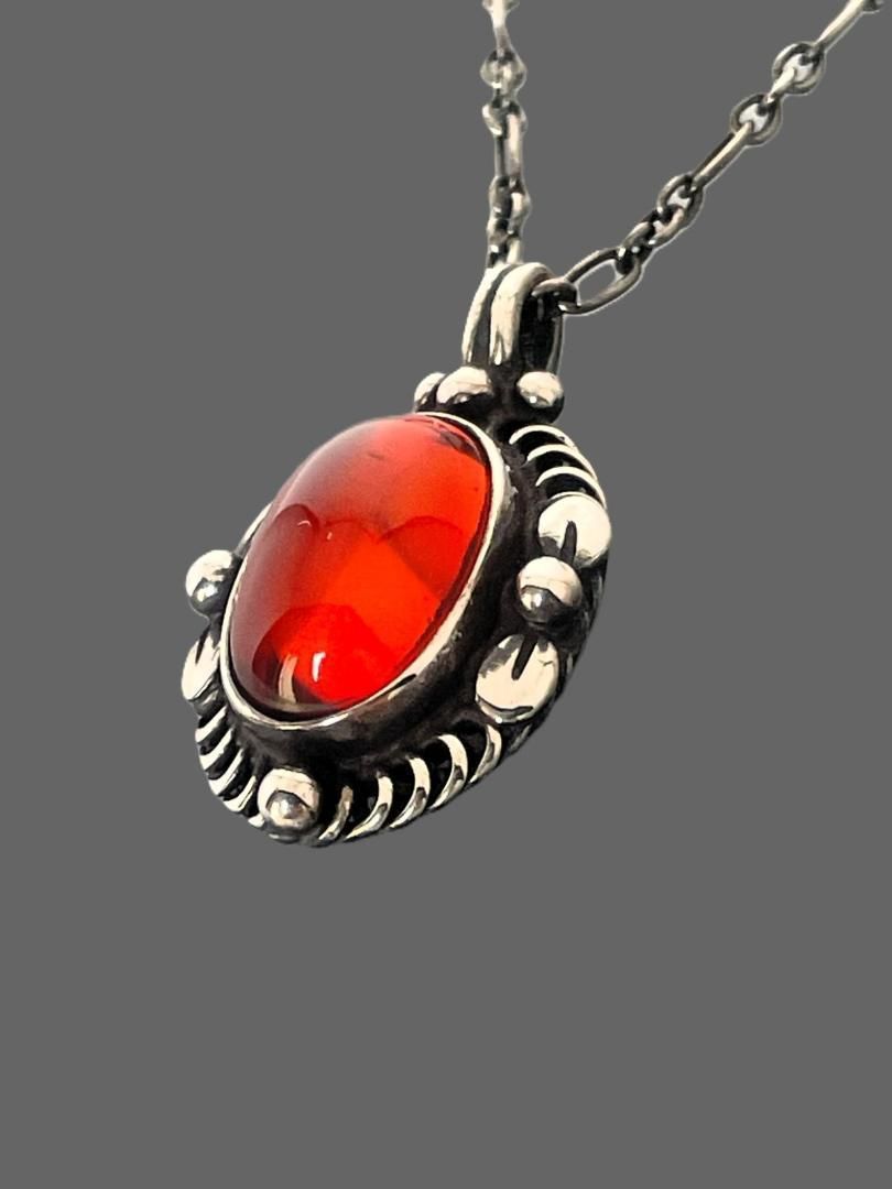 ◇ジョージジェンセン◇ 1995年 イヤー ネックレス コハク 琥珀 アンバー ◇ジョージジェンセン◇ 1995年 イヤー ネックレス コハク 琥珀