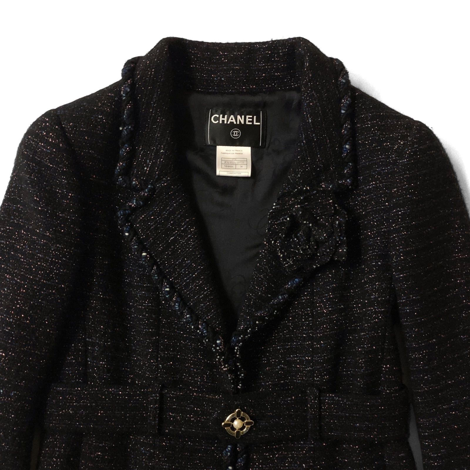 CHANEL 美品CCラメ　グリポア　カシミヤニットコート CHANEL 美品CCラメグリポアカシミヤニットコート