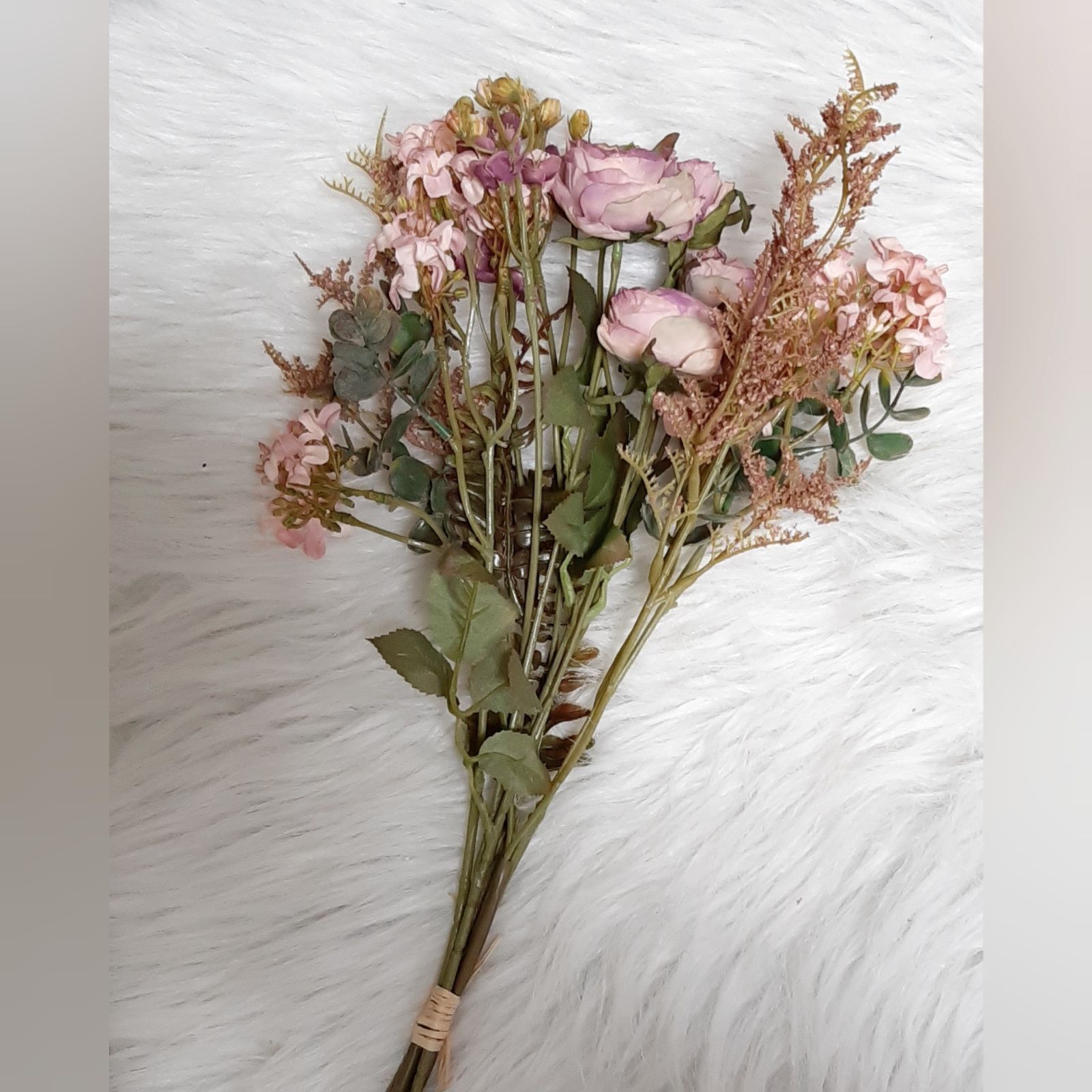 メルカリshops B15 3 造花 3束 ドライフラワー風 ローズのナチュラルブーケ 薔薇