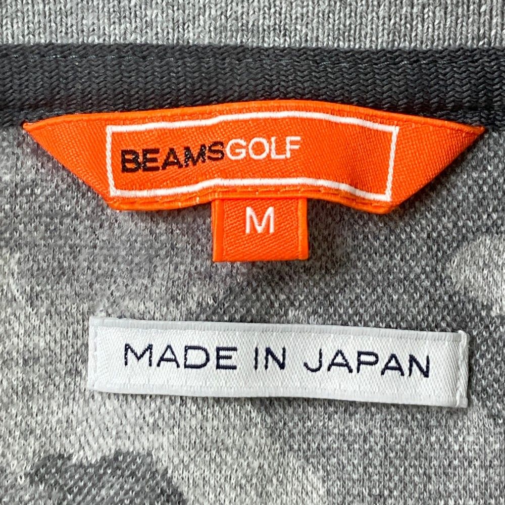サイズ：M BEAMS GOLF ビームスゴルフ  半袖ポロシャツ カモフラ柄 グレー系 [240101456588] ゴルフウェア メンズ ストスト サイズ：M BEAMS GOLF ビームスゴルフ 半袖ポロシャツ カモフラ柄