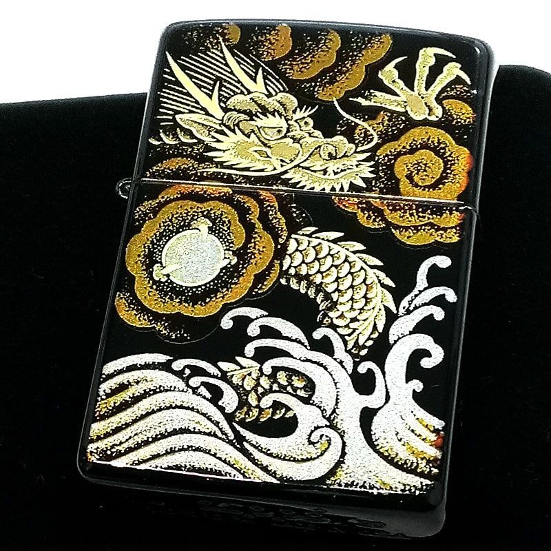 生活家電 ZIPPO 本金蒔絵 龍 ジッポ ライター 和柄 伝統工芸 漆塗り 黒