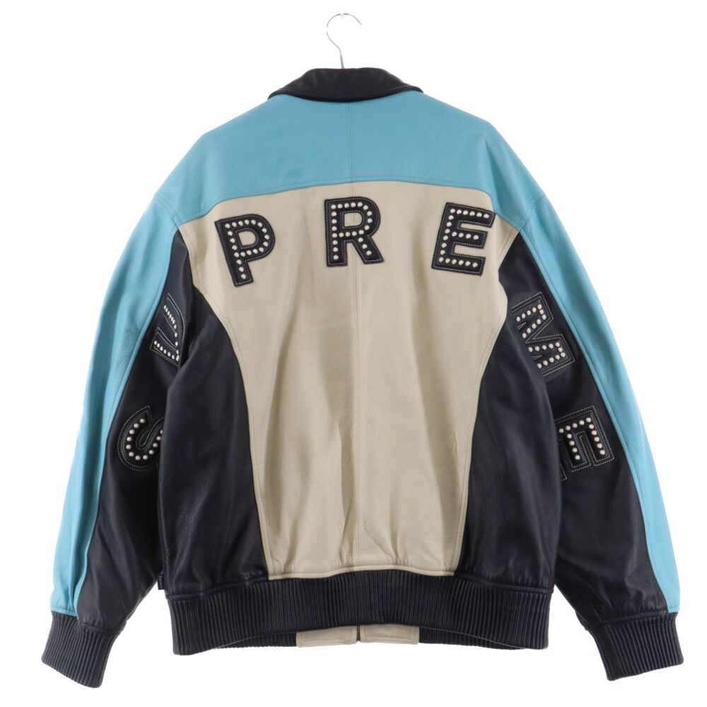 Studded arc logo hot sale leather jacket