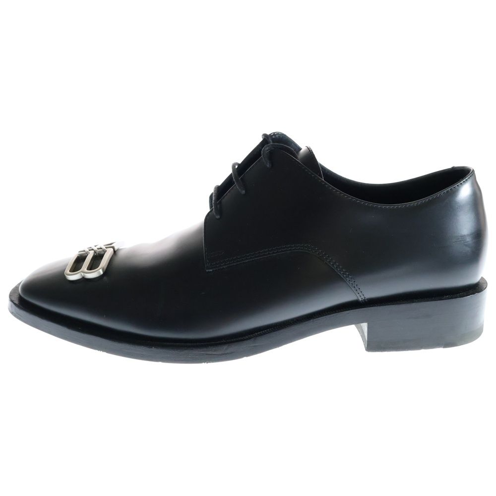 BALENCIAGA バレンシアガ 23SS BB Icon Derby メタル BBアイコン スクエアトゥ カーフレザー ダービー ドレスシューズ ブラック 712642 WA8E1