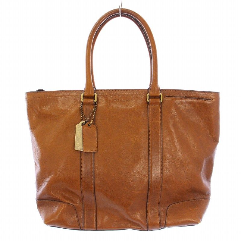 コーチ COACH トートバッグ ハンドバッグ レザー ロゴチャーム 茶 