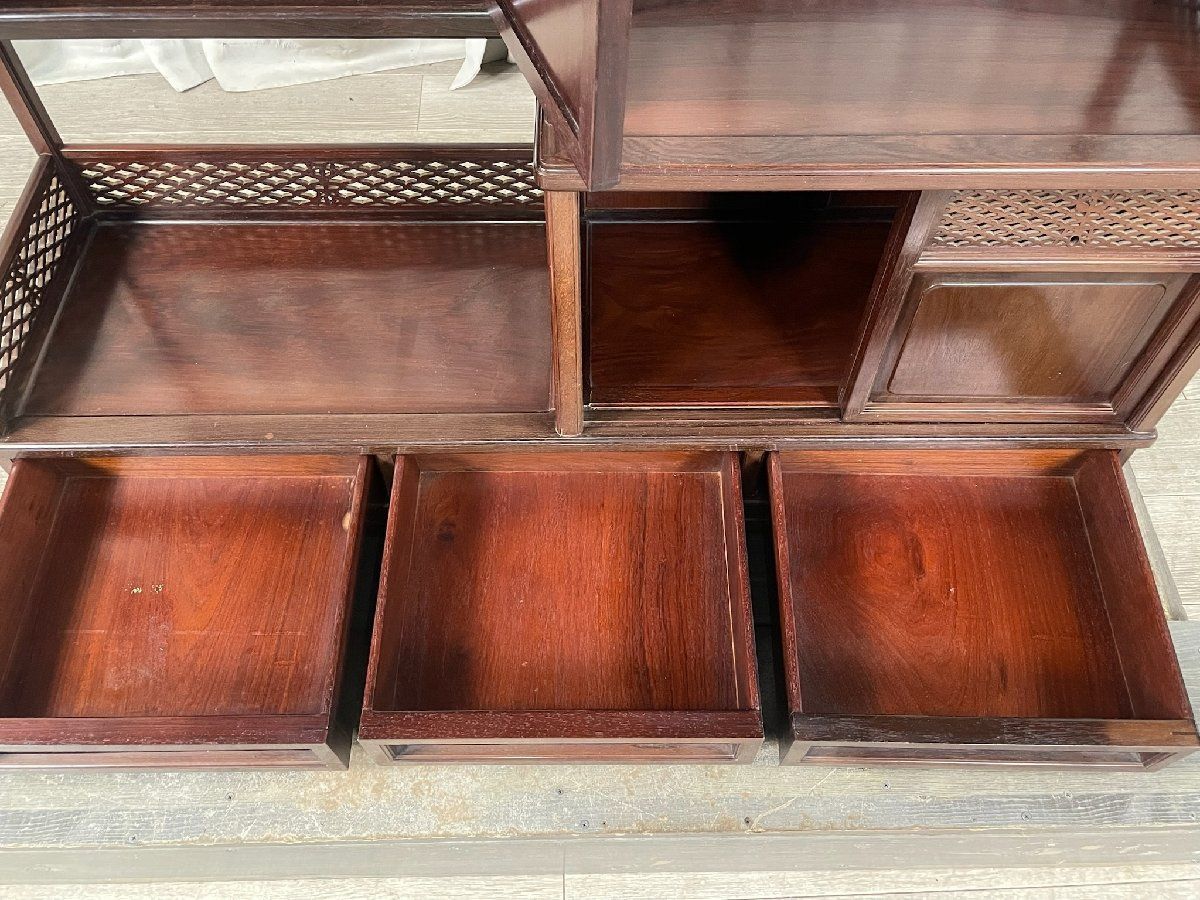 GT50 唐木家具 紫檀材 総無垢 茶棚 水屋 箪笥 違い棚 飾り棚 茶道具 サイドボード 木製 ラック 神奈川県秦野市 A4 MARWIL-DEMENAGEMENTS_CH