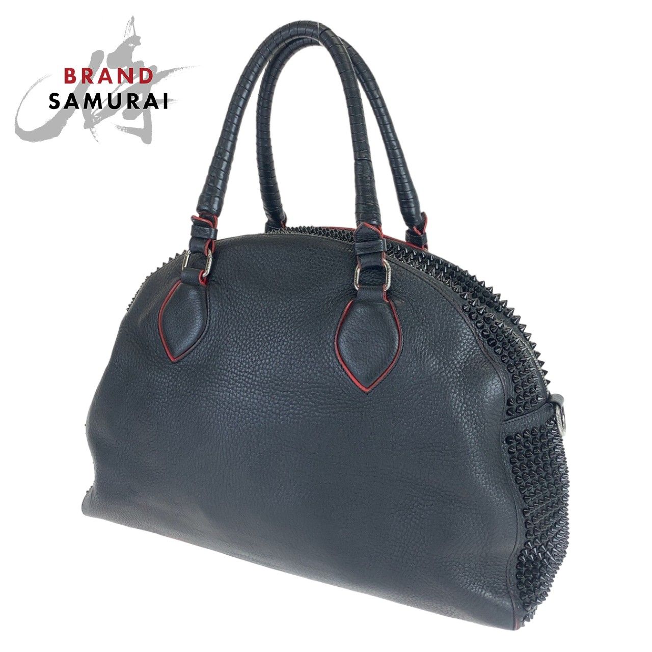美品　ルブタン　スタッズボストンバッグ黒 Christian Louboutin】クリスチャンルブタン『スタッズ ボストン