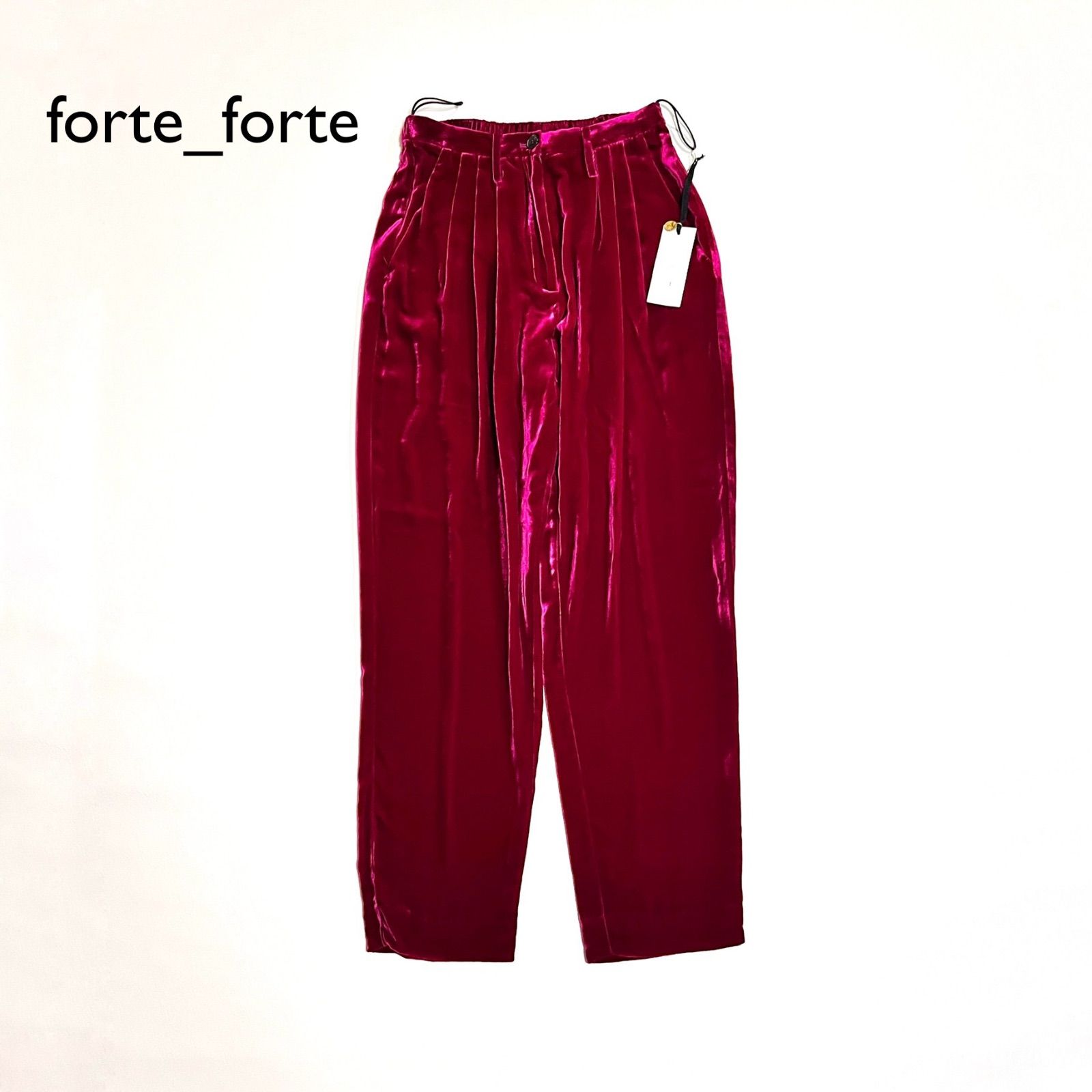 ci120i FORTE_FORTE シルク ベロア パンツ ストレート ウエストゴム フォルテフォルテ 定価75 900円